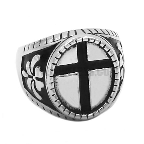 Stainless Steel Jewelry Glory Flower Oval Cross Ring SWR0713 - Click Image to Close